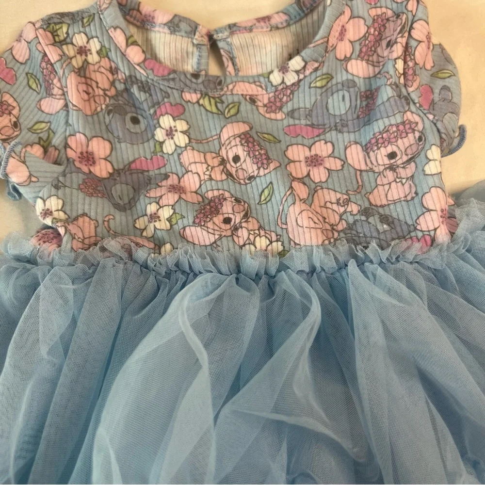 Disney Baby Tutu Onesie Dress Bundle Winnie the Pooh & Stitch Tulle 0-6 Months